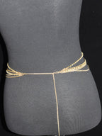 1pc Women Rhinestone Decor Layered Chain Belt shein