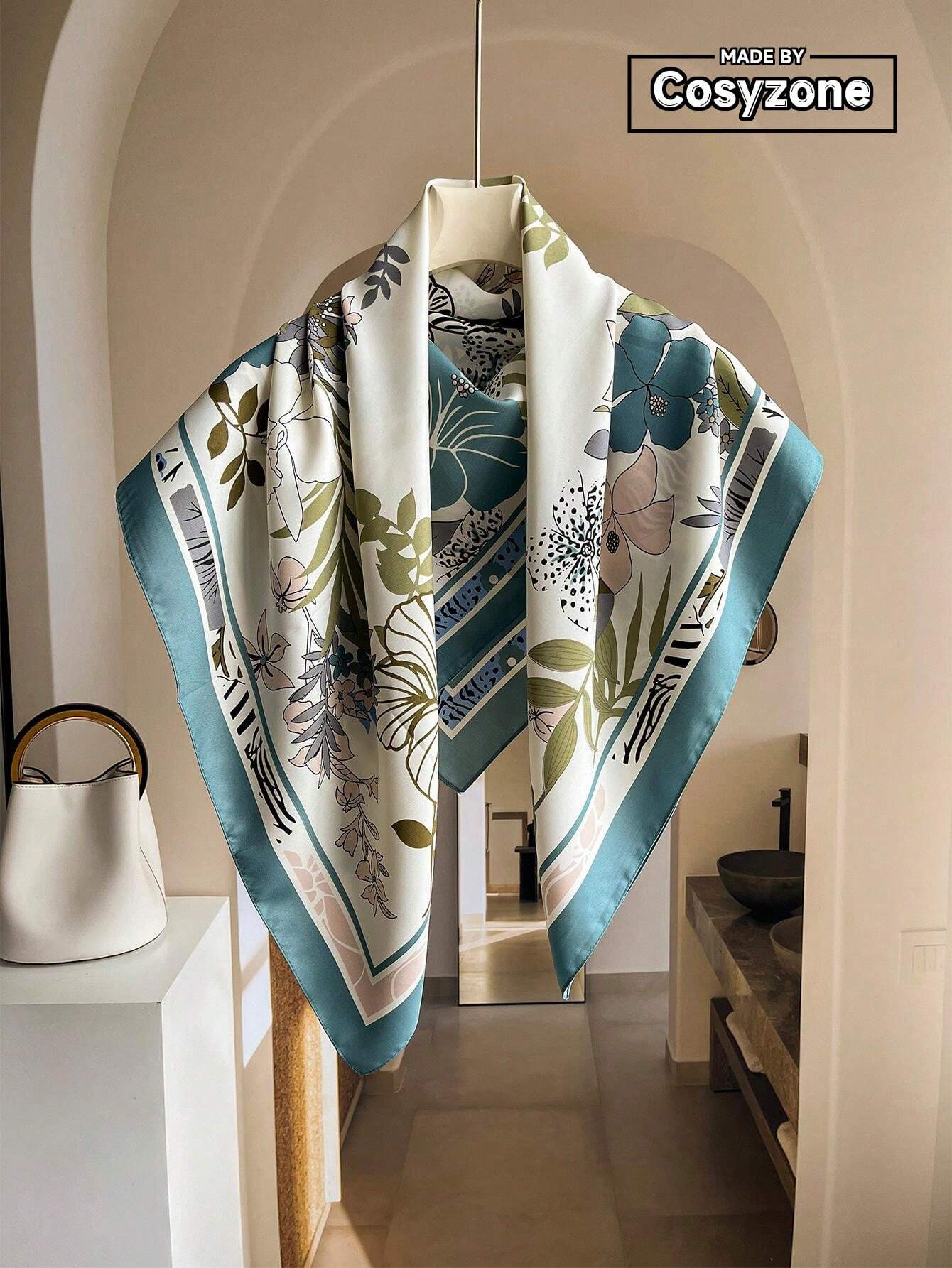 1pc Women's 90D Twill Elegant Minimalist Printed Scarf shein
