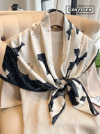 1pc Women's 90D Twill Elegant Minimalist Printed Scarf shein