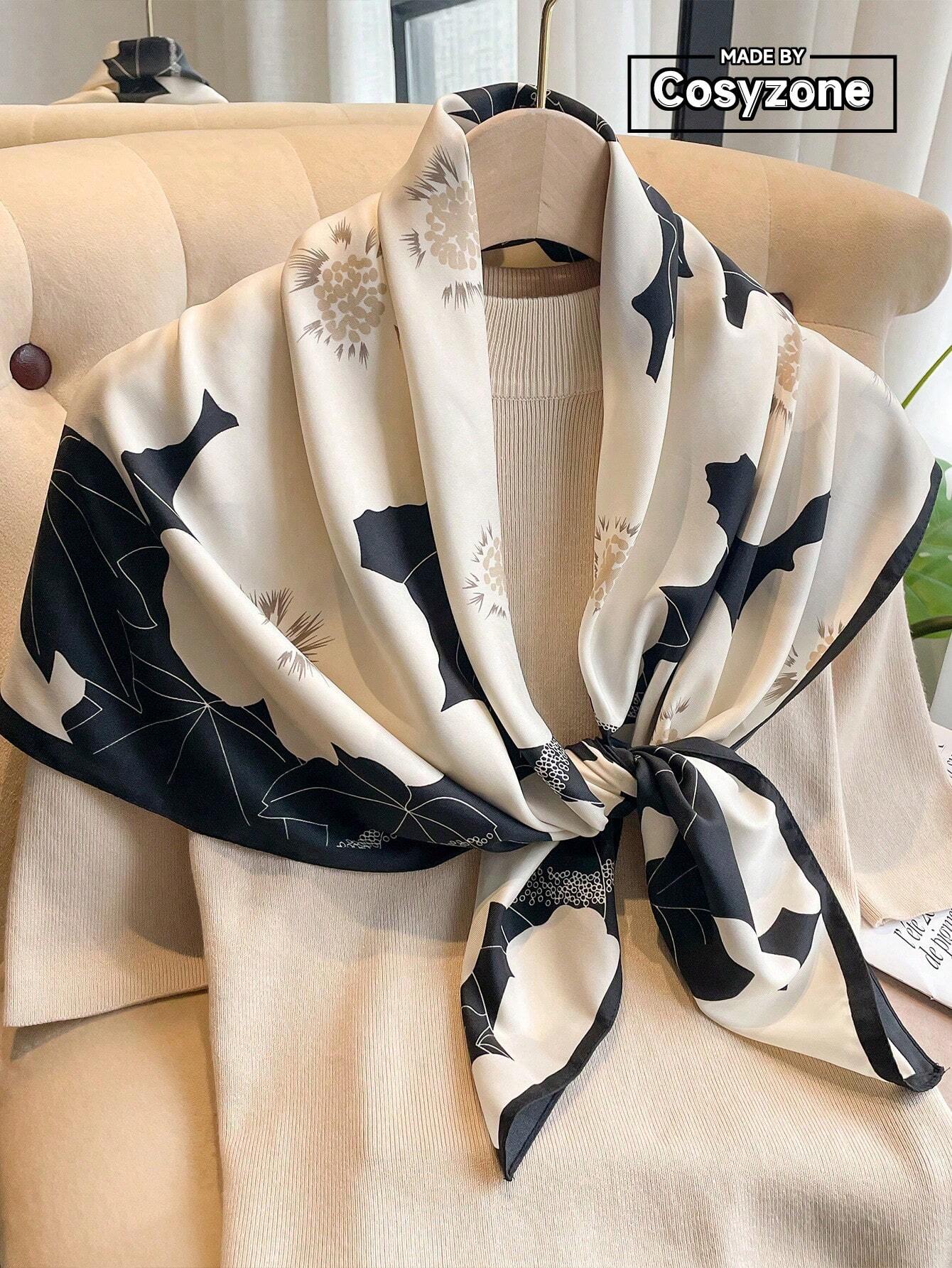 1pc Women's 90D Twill Elegant Minimalist Printed Scarf shein