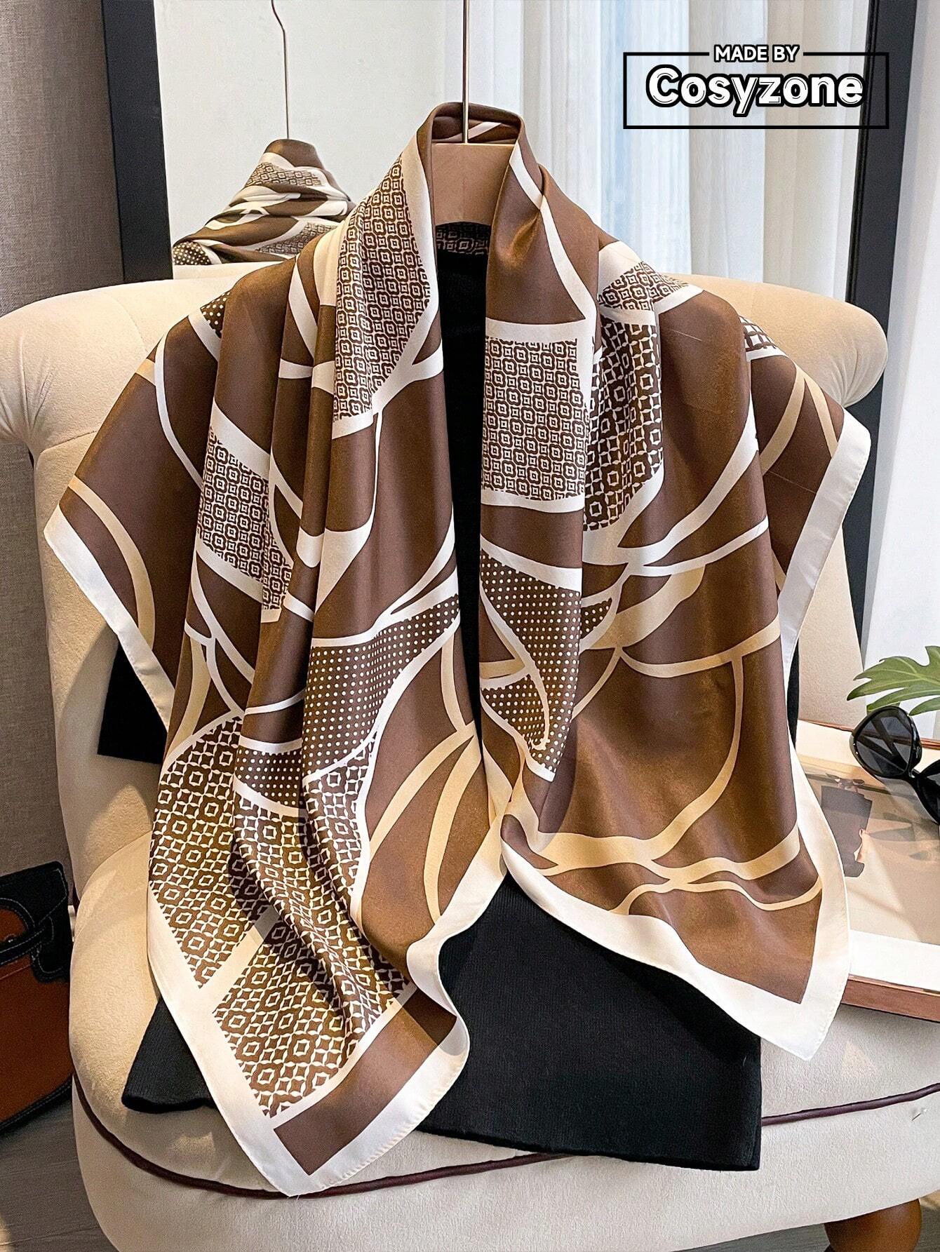 1pc Women's 90D Twill Elegant Minimalist Printed Scarf shein