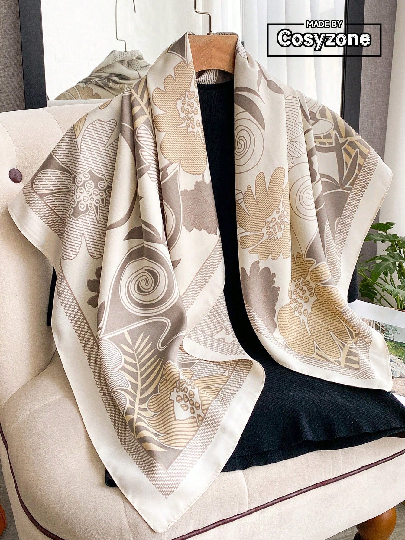 1pc Women's 90D Twill Elegant Minimalist Printed Scarf shein