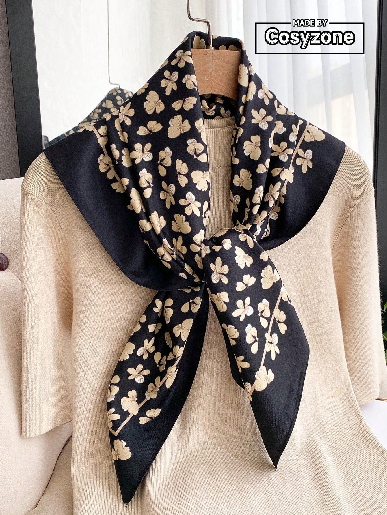 1pc Women's 90D Twill Elegant Minimalist Printed Scarf shein