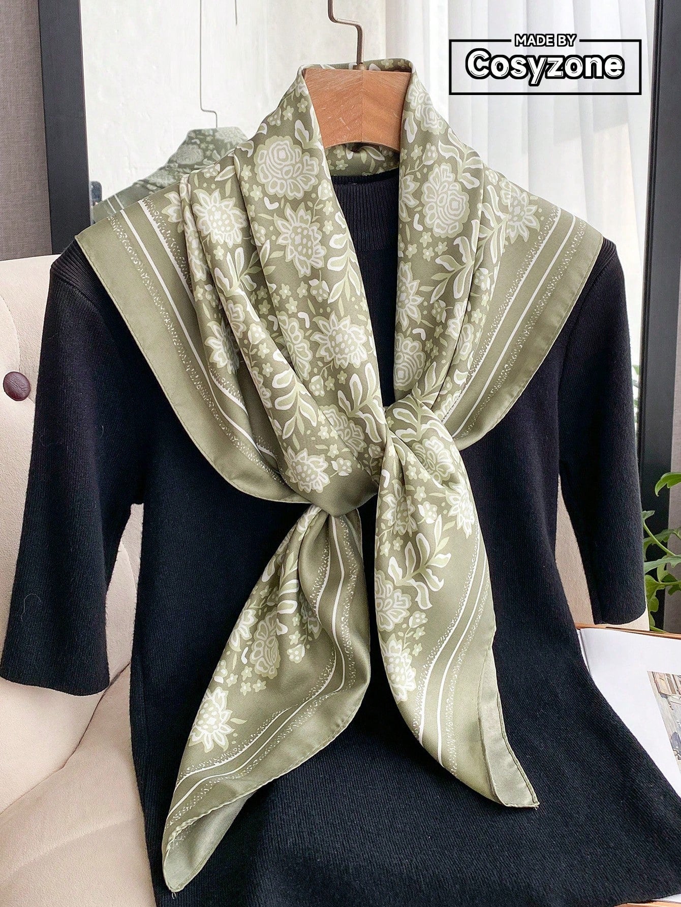 1pc Women's 90D Twill Elegant Minimalist Printed Scarf shein