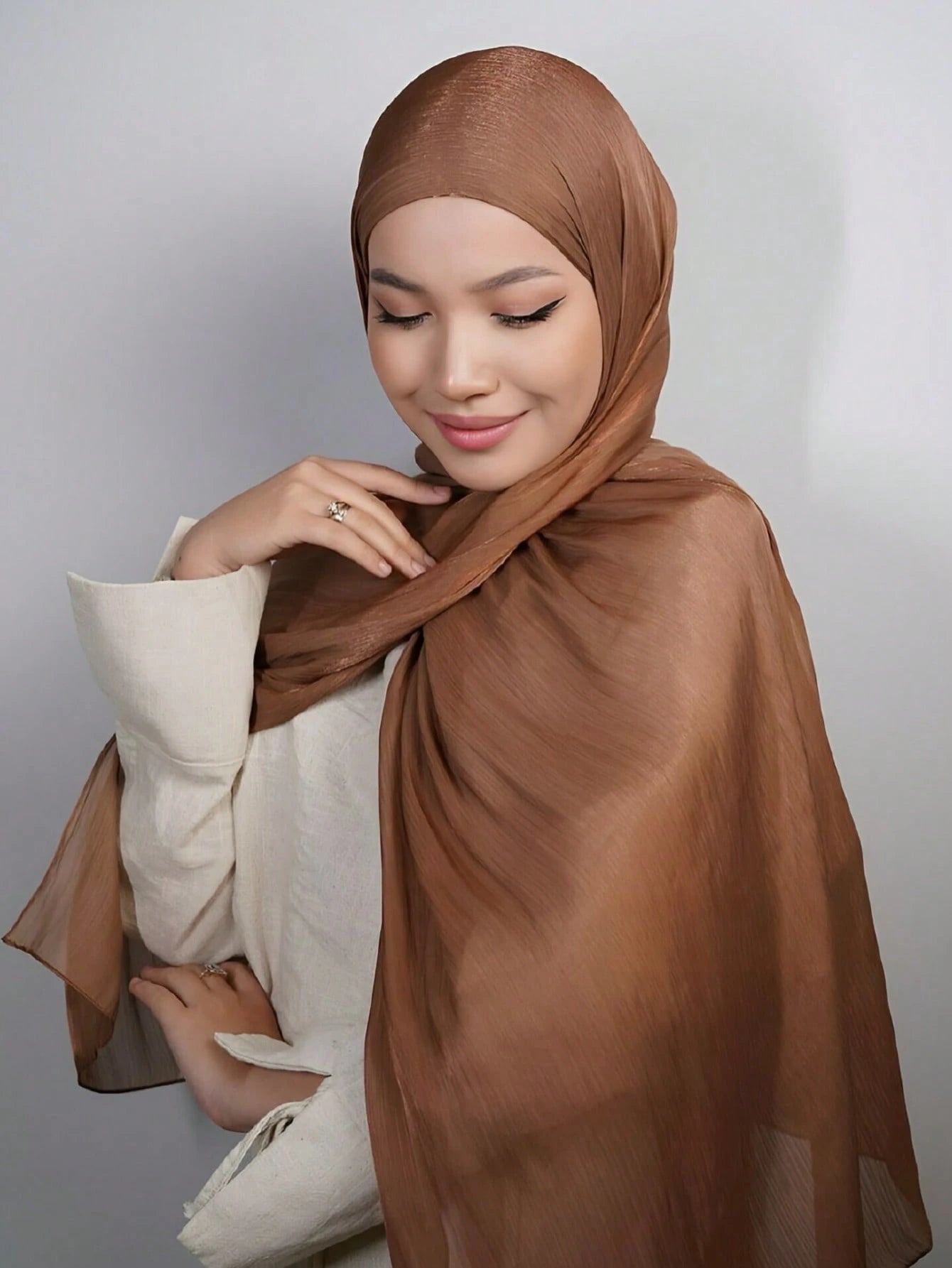 1pc Women's Basic Solid Color Silk-Like Elegant Shiny Soft Headscarf