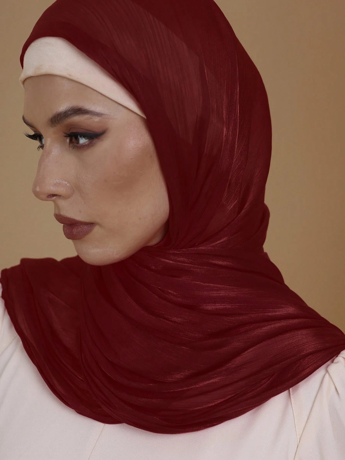 1pc Women's Basic Solid Color Silk-Like Elegant Shiny Soft Headscarf