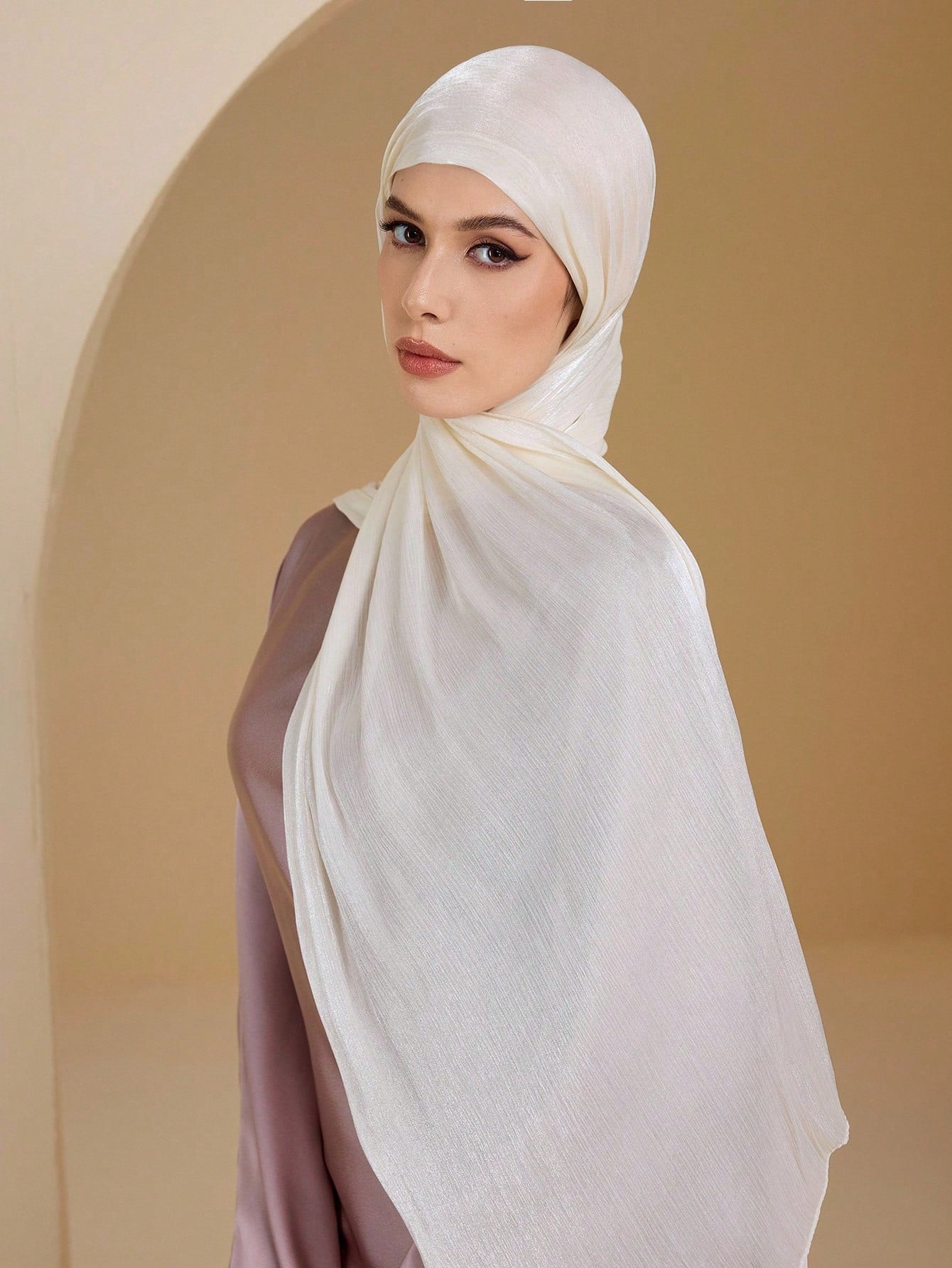 1pc Women's Basic Solid Color Silk-Like Elegant Shiny Soft Headscarf