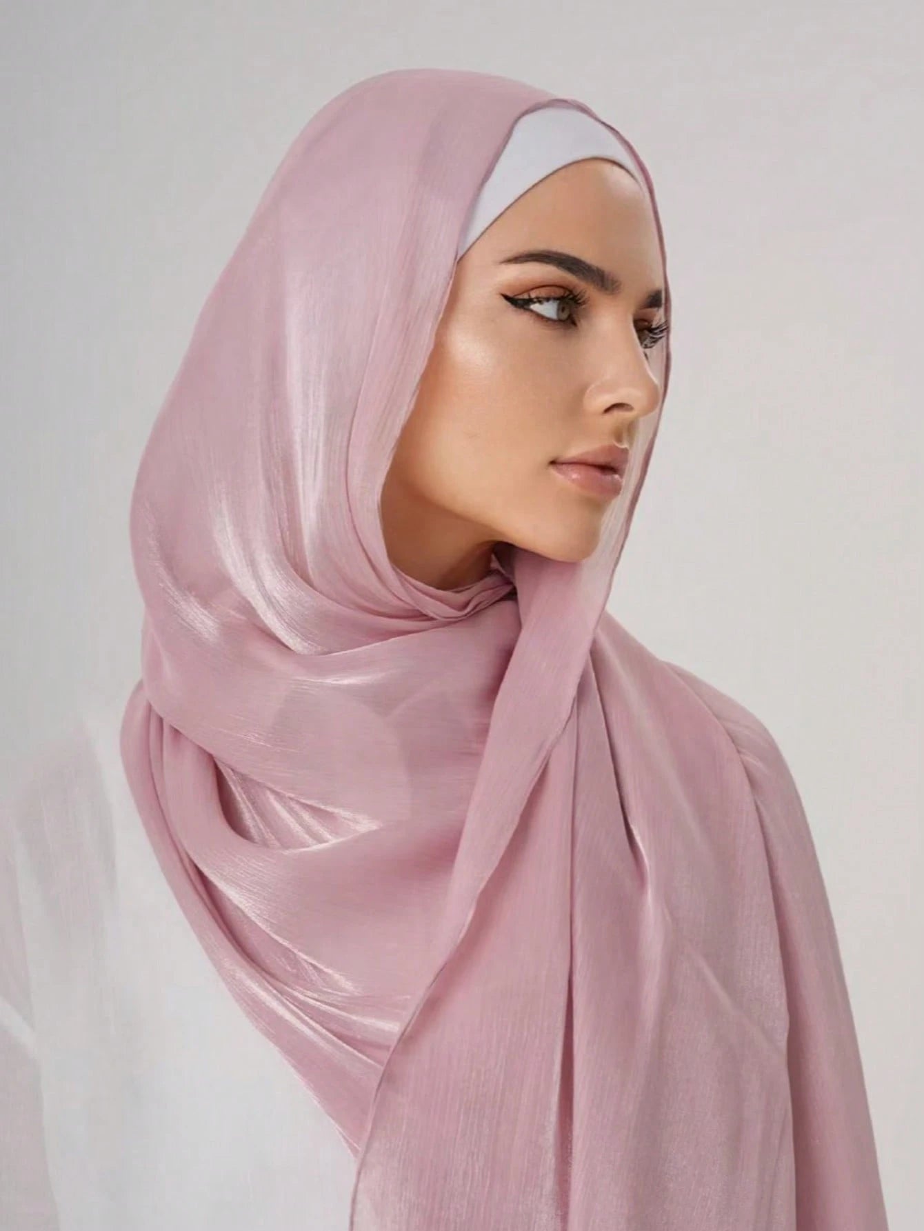 1pc Women's Basic Solid Color Silk-Like Elegant Shiny Soft Headscarf