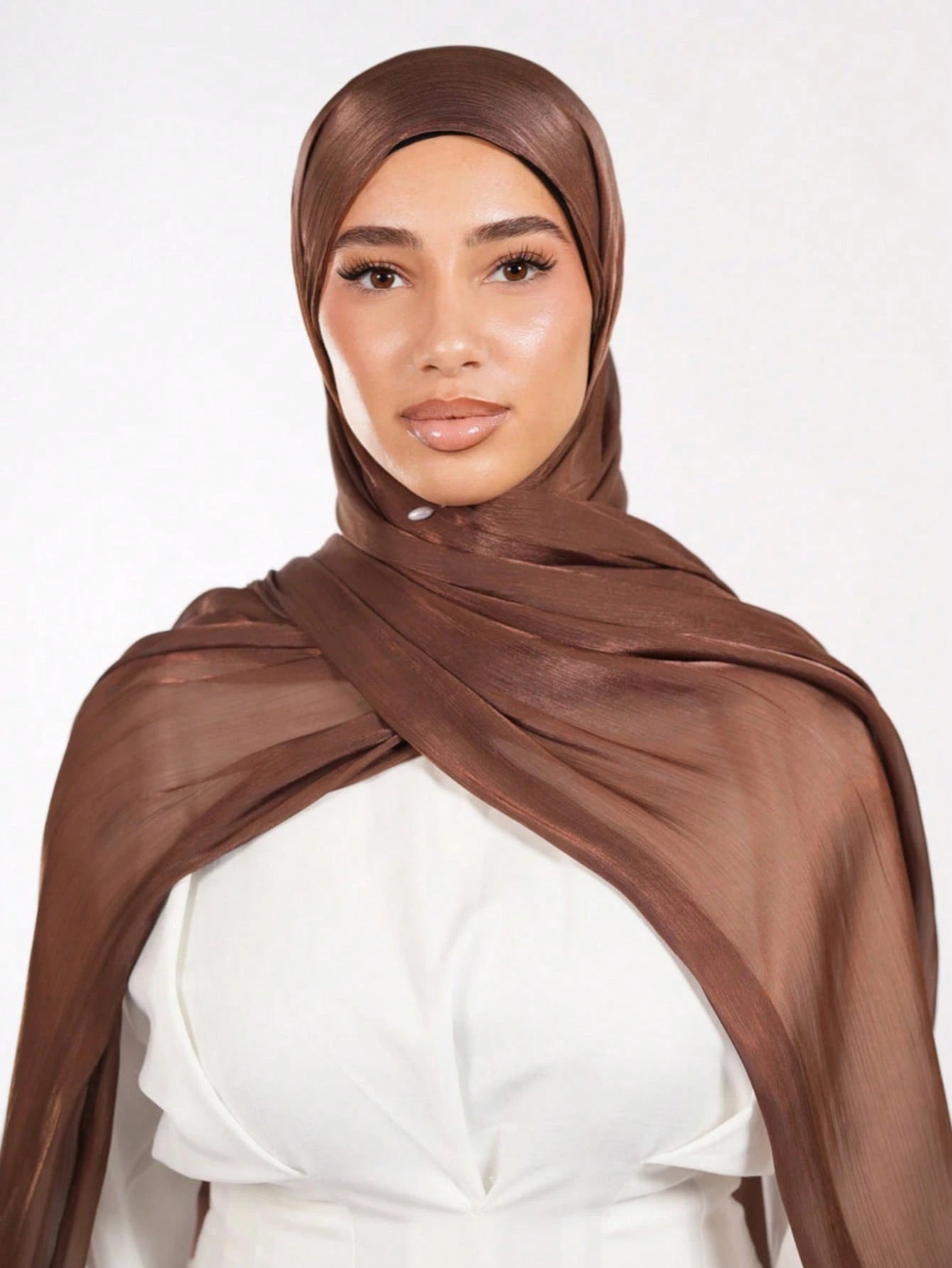 1pc Women's Basic Solid Color Silk-Like Elegant Shiny Soft Headscarf