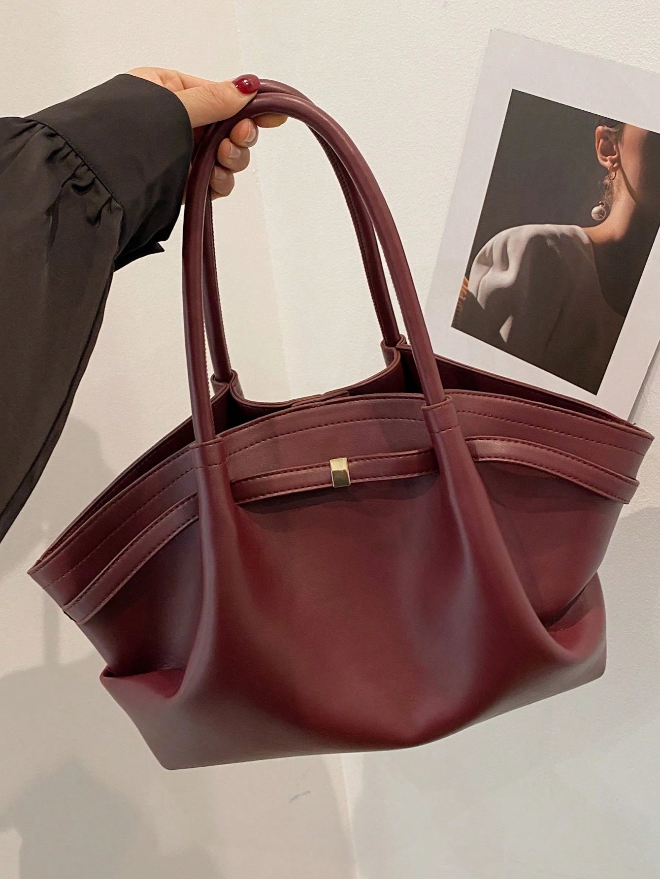 1 Pc Women's Large Capacity Handbag Vintage Lizard Texture PU Leather