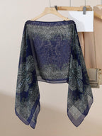 Vintage Paisley Print Versatile Loose Fit Pearl Button Scarf Shawl shein