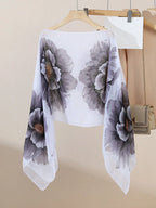 Vintage Paisley Print Versatile Loose Fit Pearl Button Scarf Shawl shein