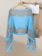 Vintage Paisley Print Versatile Loose Fit Pearl Button Scarf Shawl shein