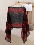 Vintage Paisley Print Versatile Loose Fit Pearl Button Scarf Shawl shein