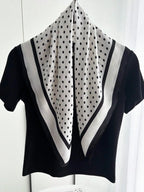 1pc Women's Luxury Elegant Fashion Polka Dot Print Silk Bandana shein