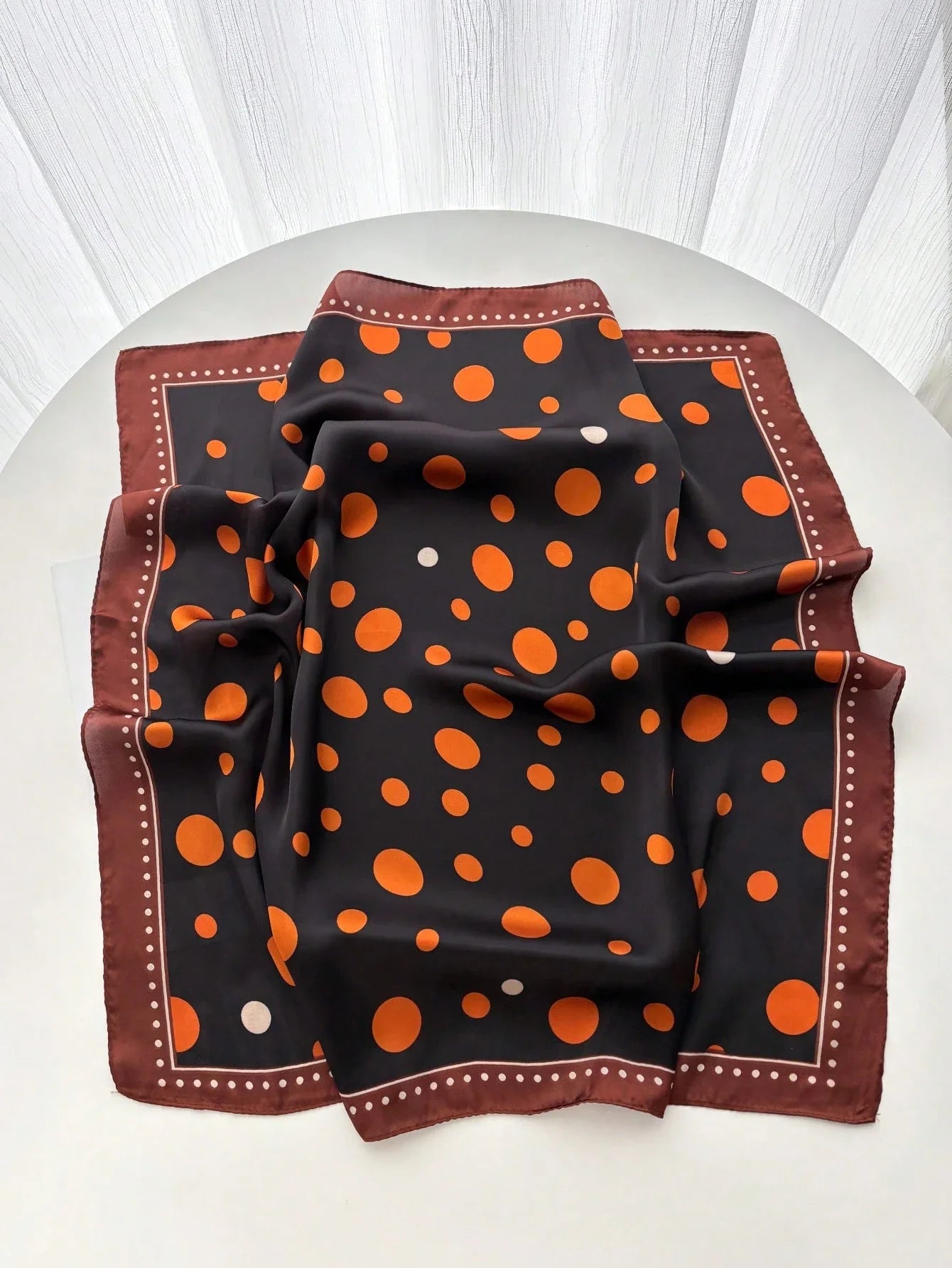 1pc Women's Luxury Elegant Fashion Polka Dot Print Silk Bandana shein