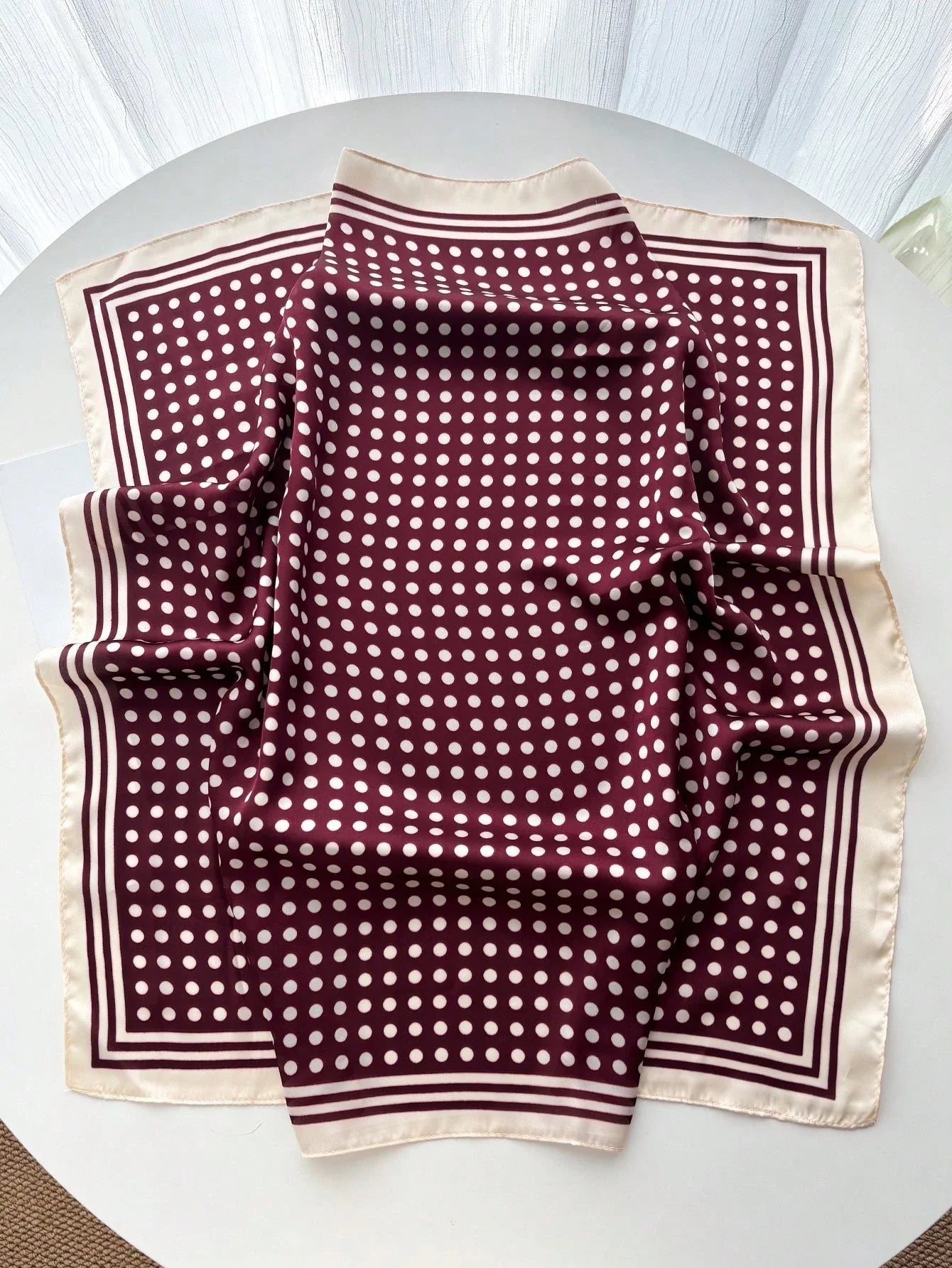 1pc Women's Luxury Elegant Fashion Polka Dot Print Silk Bandana shein