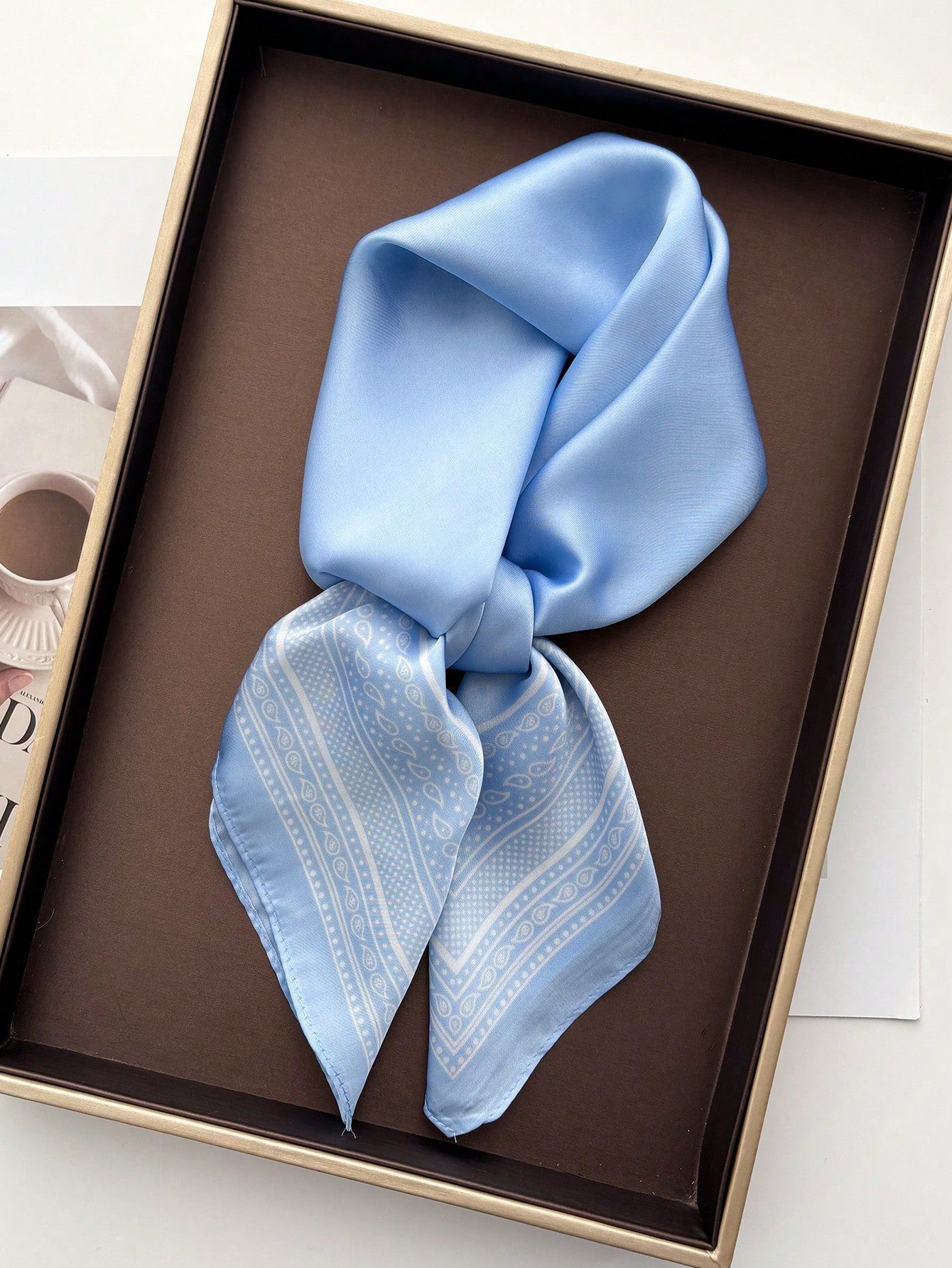 1pc Women's Luxury Elegant Fashion Polka Dot Print Silk Bandana shein