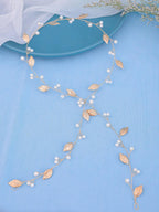 1pc Women's Wedding Leaf Shaped Alloy Faux Pearl & Detail Soft Chain Headband shein