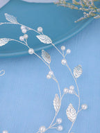 1pc Women's Wedding Leaf Shaped Alloy Faux Pearl & Detail Soft Chain Headband shein