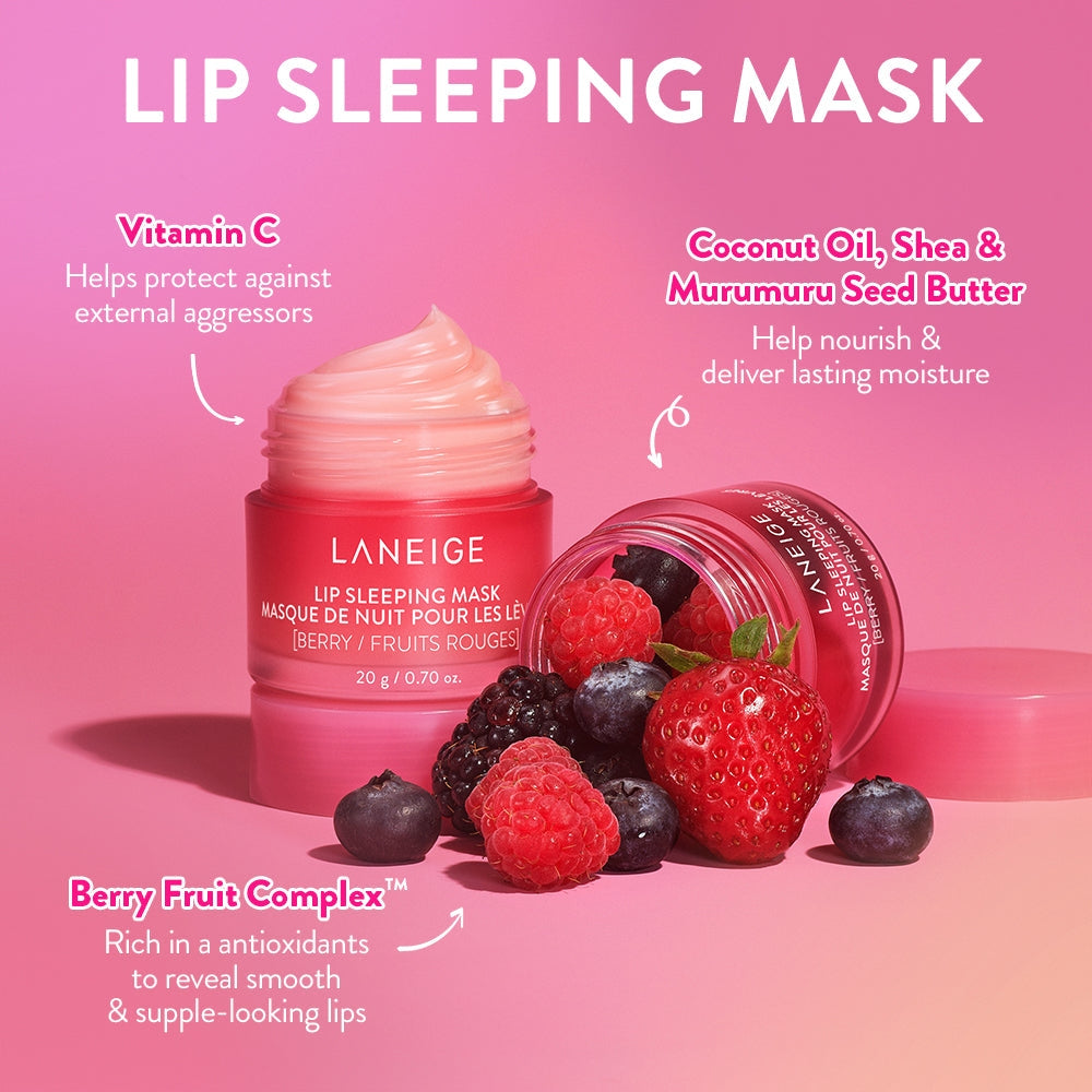 Laneige Lip Sleeping Mask Berry 0.7 Oz Nourish & Hydrate With Vitamin C Antioxidants Lip Balm Lip Cream Laneige