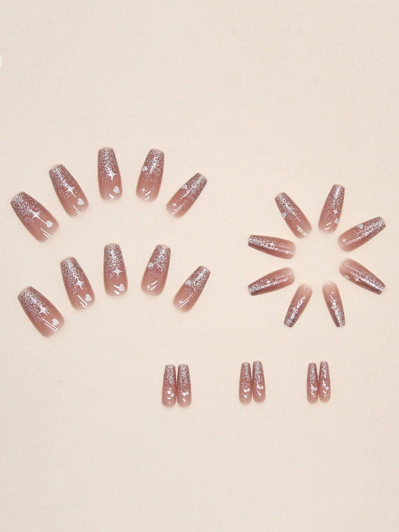 24 Pieces Milky White Powder Long Gradient Ballet Nail Nail Tablets +1 Piece 24 Jelly Glue +1 Rub St shein