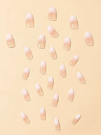 24 Pieces Milky White Powder Long Gradient Ballet Nail Nail Tablets +1 Piece 24 Jelly Glue +1 Rub St shein