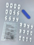 24pcs Set Medium Long Almond Shape Y2K Aesthetic Glossy Red Heart & White Nail Cover Full Nail For Women And Girls shein