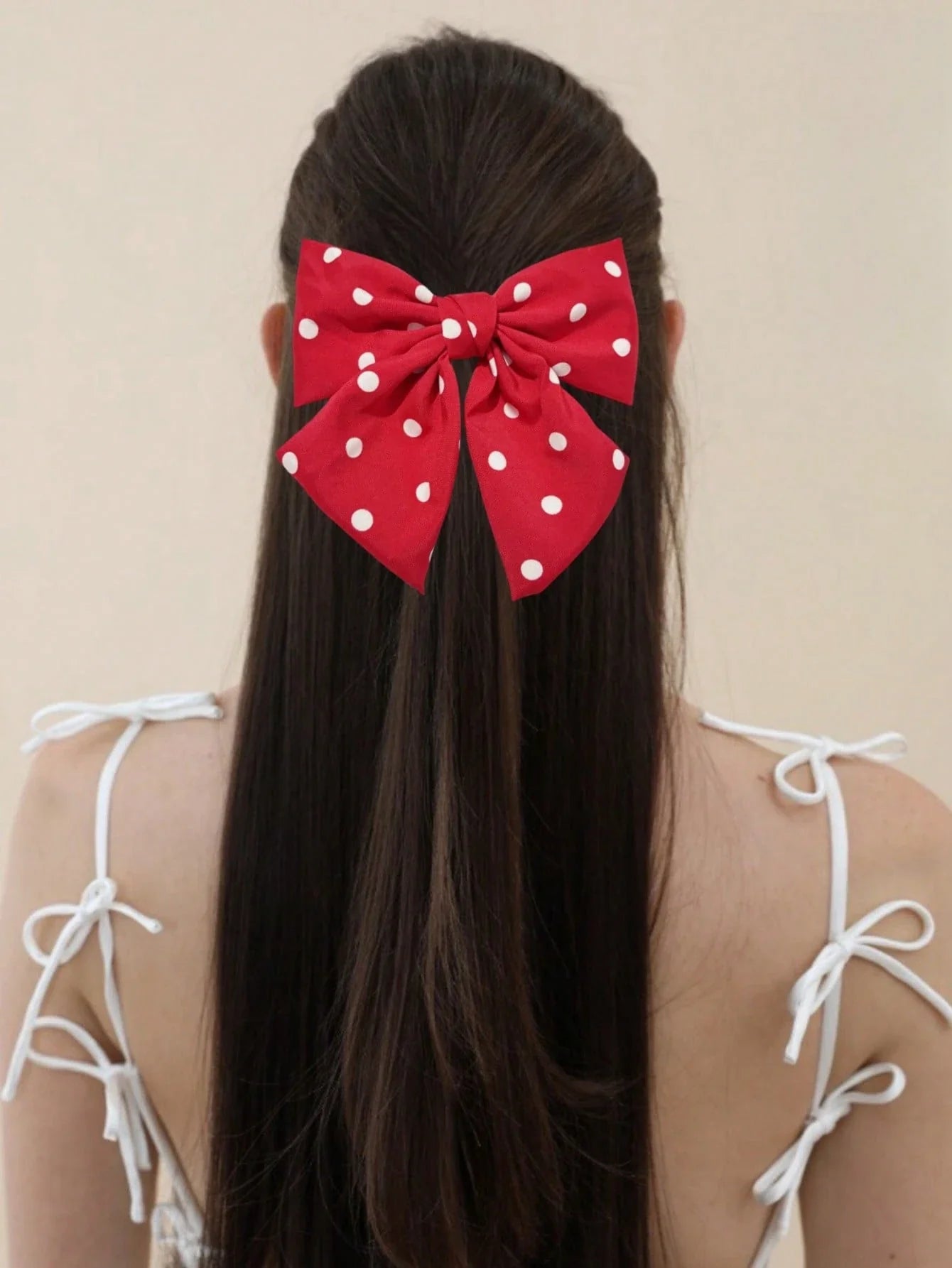 1pc Korean Style Handmade Polka Dot Bow Scrunchie shein