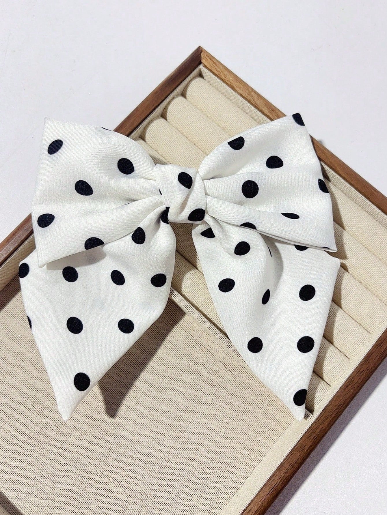 1pc Korean Style Handmade Polka Dot Bow Scrunchie shein