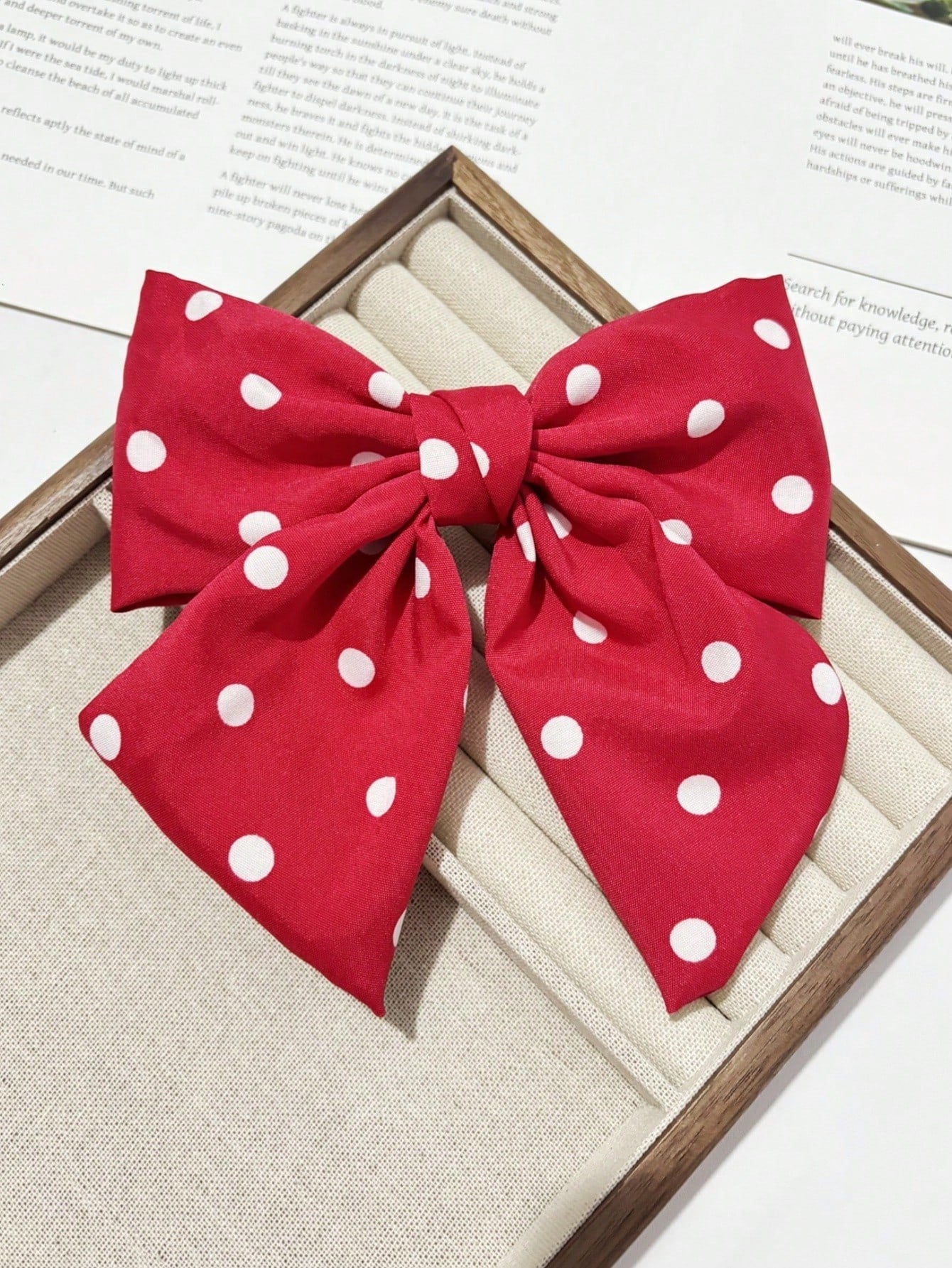 1pc Korean Style Handmade Polka Dot Bow Scrunchie shein
