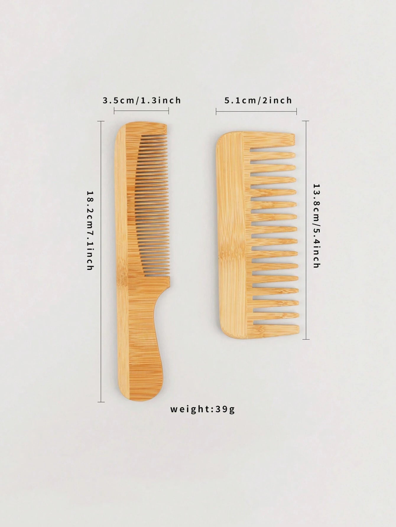 2pcs Bamboo Wooden Combs shein