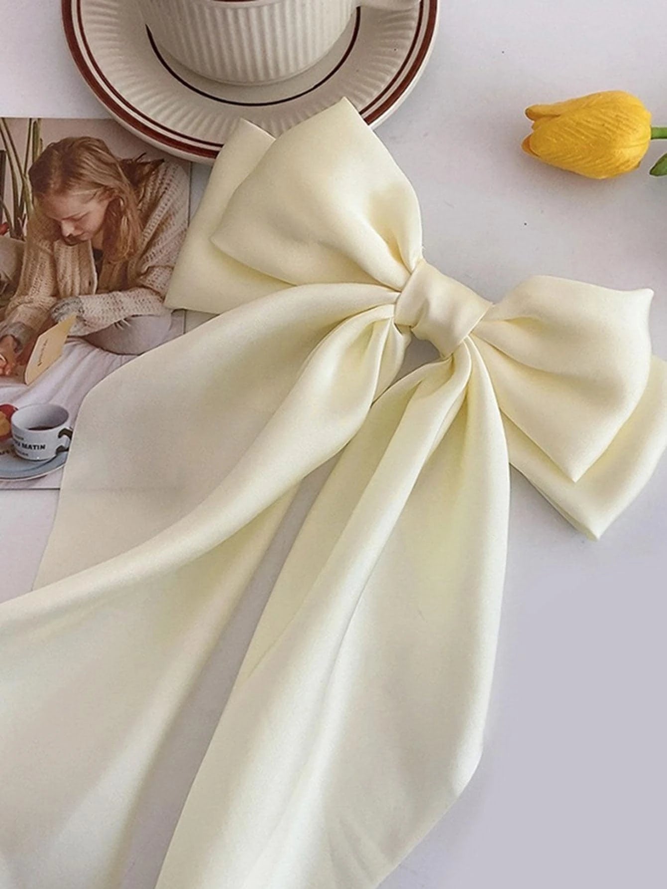 2pcs Women Bow Ribbon Decor Hair Clip shein