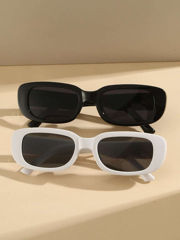 2pcs Women's Frame Square Beach Sunshade Fashionable Sunglasses shein