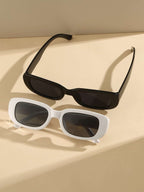 2pcs Women's Frame Square Beach Sunshade Fashionable Sunglasses shein