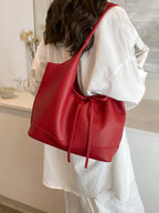 2pcs Fashionable Casual Style Solid Color With Inner Purse Large Capacity Top Handle Tote Bag shein