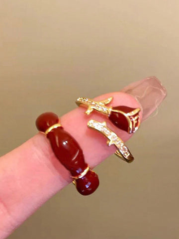 2pcs/Set Fashion Rose Decor Open Ring