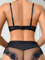 2pcs/Set Lace Patchwork Women's Underwire Bra Set