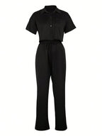 2pcs/Set Linen Casual Outfit, Short Sleeve Shirt Blouse And Wide Leg Pants shein