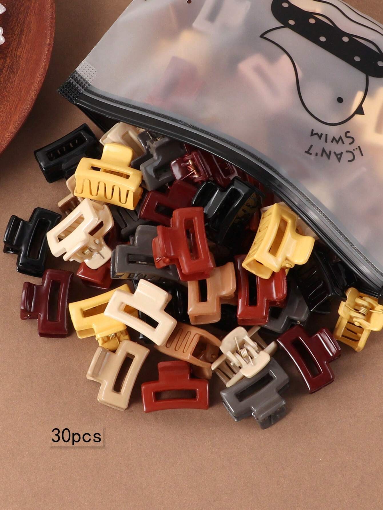 30pcs Medium Size Mixed Color Square Hair Claw Clips shein