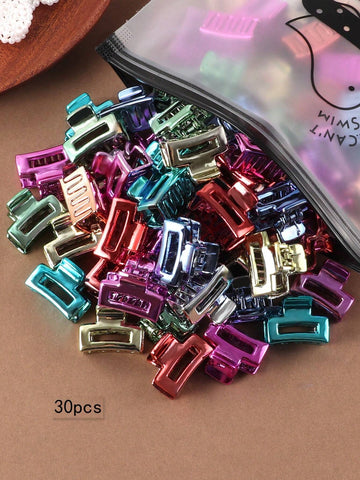 30pcs Medium Size Mixed Color Square Hair Claw Clips shein