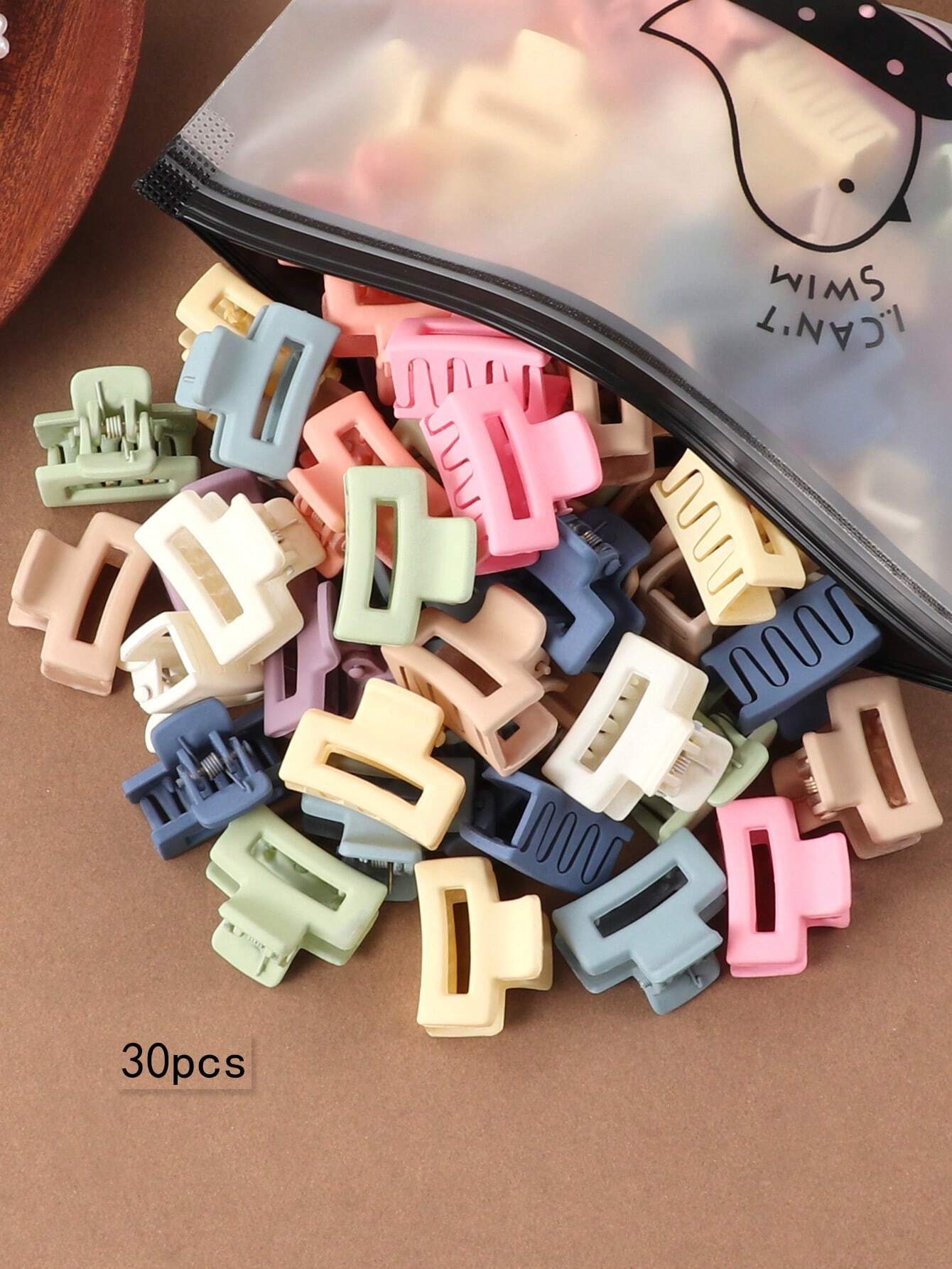 30pcs Medium Size Mixed Color Square Hair Claw Clips shein