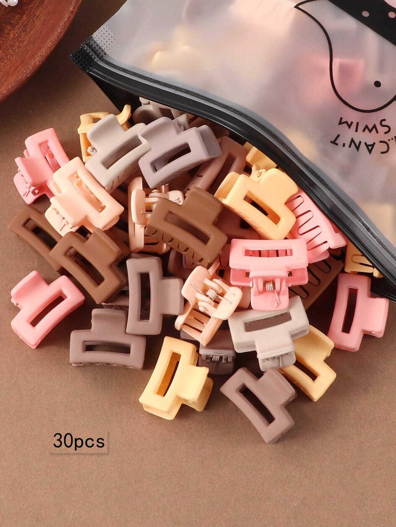 30pcs Medium Size Mixed Color Square Hair Claw Clips shein