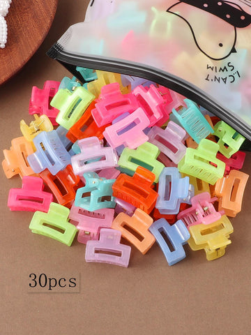 30pcs Medium Size Mixed Color Square Hair Claw Clips shein