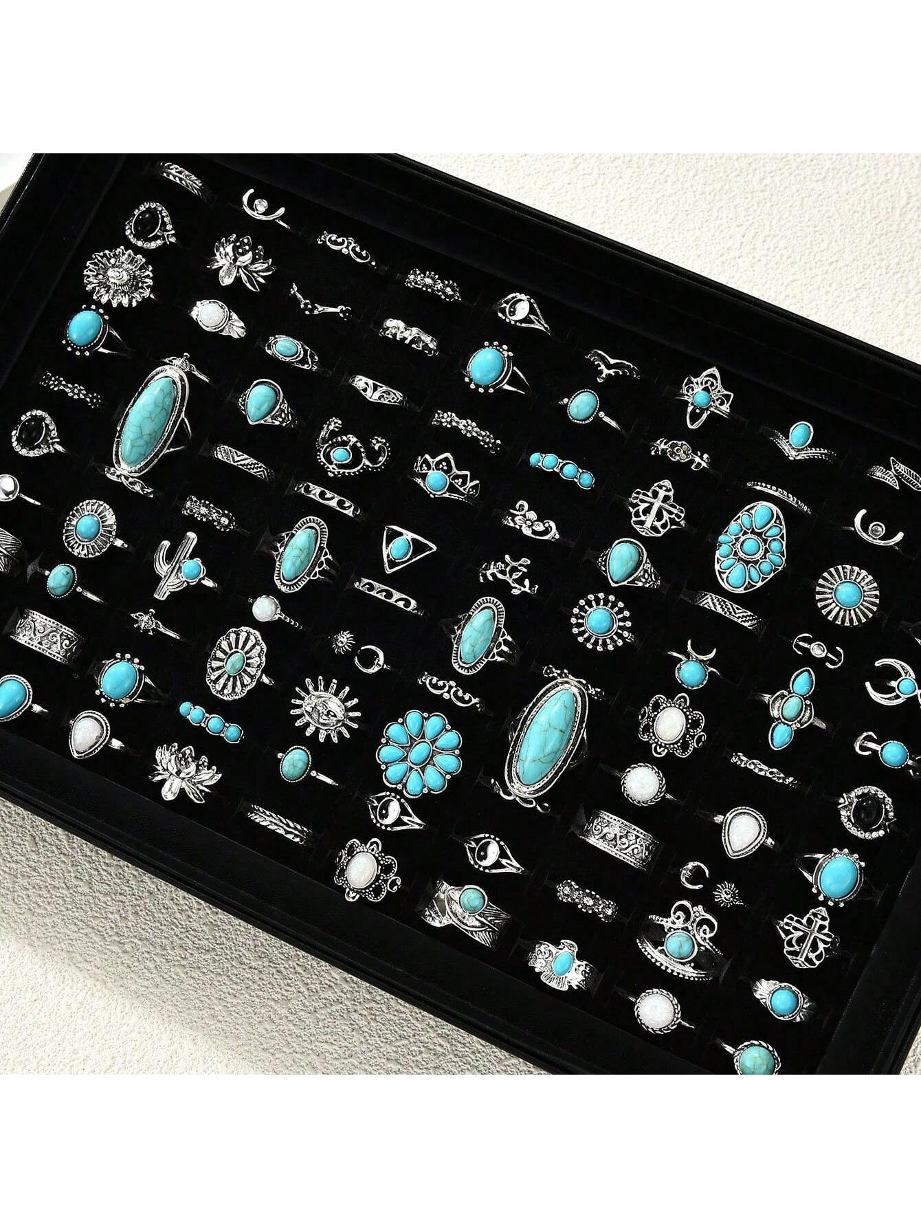 30pcs/Pack Fashionable Butterfly Flower Heart Alloy Ring Set