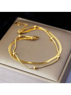 316L Stainless Steel Gold Plated Double Layer Anklet shein