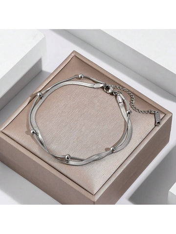 316L Stainless Steel Gold Plated Double Layer Anklet