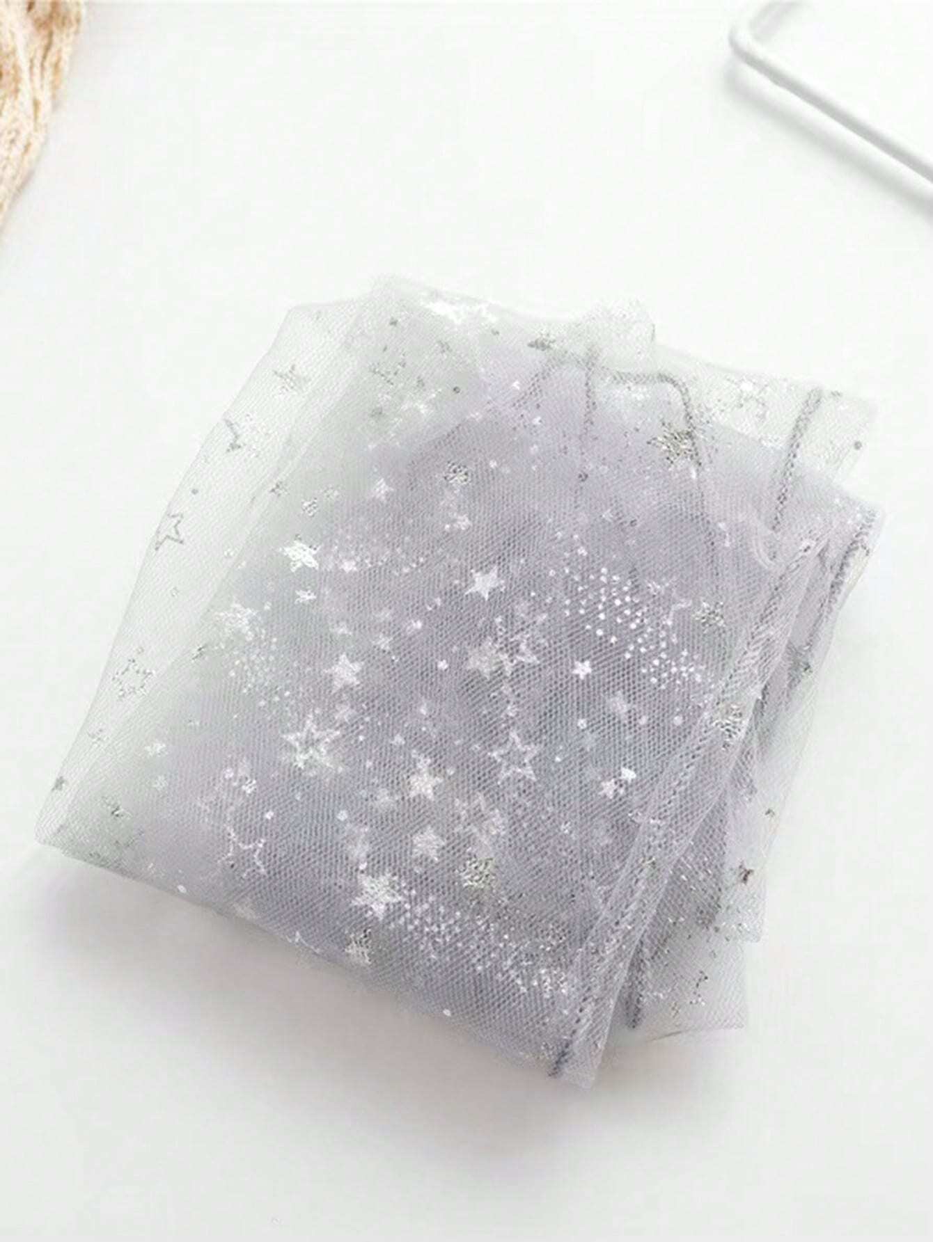 3 Pairs Sheer Mesh Sparkle Star Mid-Calf Stockings With No Heel