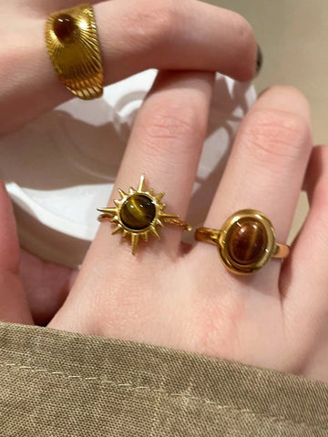 3pcs Set Fashion Sun Decor Open Ring