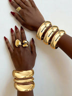 3pcs Vintage Exaggerated Coin Design Metal Gold Bangle Bracelet Set shein